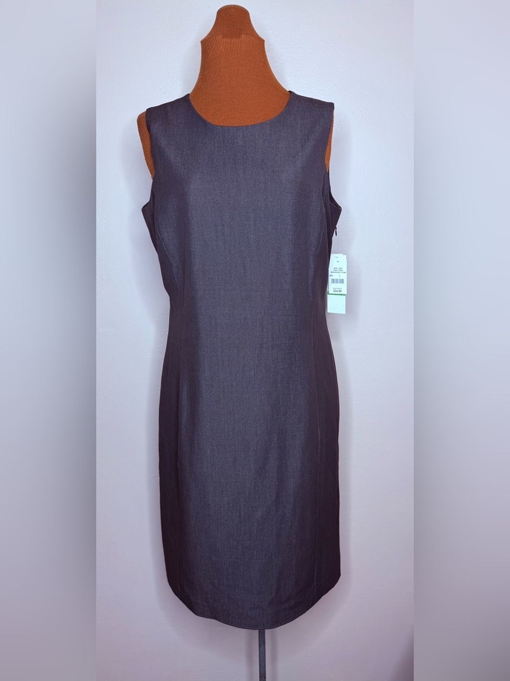 NWT Platinum by Larry Levine Classic Sleeveless Sheath Dress in Charcoal Size 8